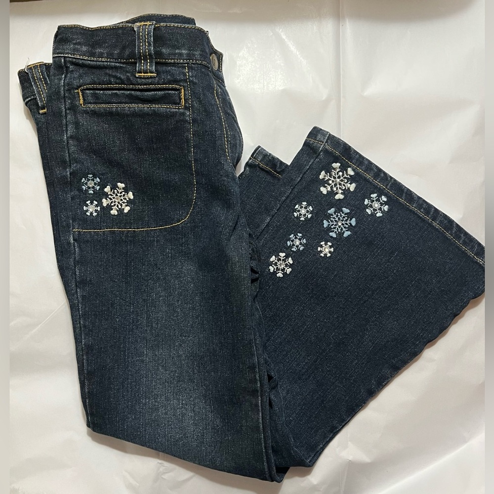 Gymboree Winter Snowflake Embroidered Bootcut Jeans